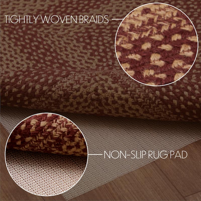 Burgundy Tan Jute Rug Rect w/ Pad 27x48 - 27" x 48" Rectangle