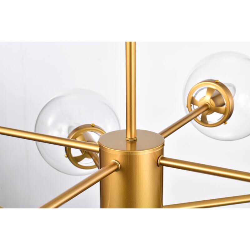 Silversmile 32 Inch Sputnik Brass Polished Finish Ceiling Lighted Chandelier Modern Style 8-Light - N/A