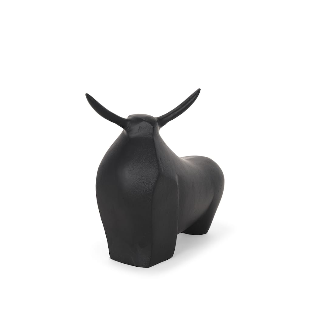 Radu Large Matte Black Metal Bull Decorative Object - 12.6L x 4.8W x 10.5H