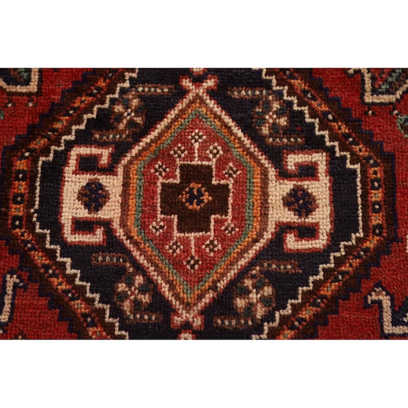 Tribal Red Shiraz Persian Vintage Area Rug Hand-knotted Wool Carpet - 3'8"x 5'5"