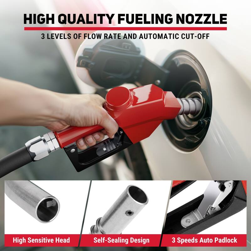 Retractable Fuel Hose Reel, 1" x 32' ft Diesel Hose Reel,Diesel Fuel Hose Reel with Automatic Refueling Gun