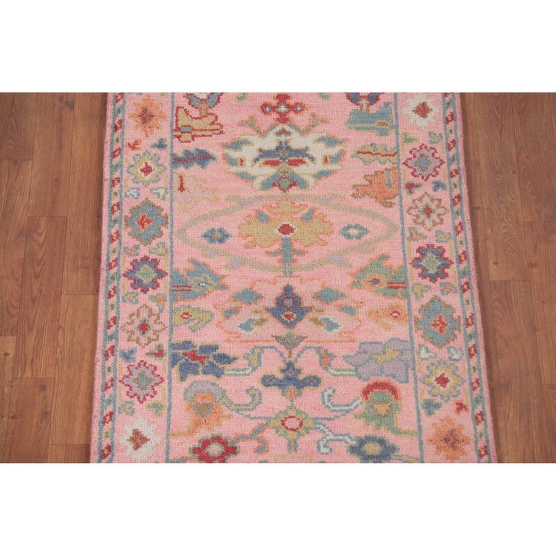 All-Over Pink Oushak Oriental Accent Rug Wool Carpet - 2'8"x 5'10"