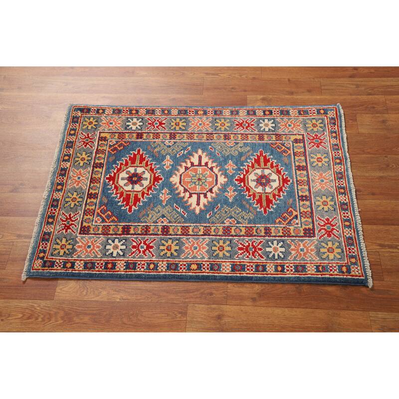 Geometric Kazak Oriental Rug Handmade Foyer Wool Carpet - 2'0"x 3'0"
