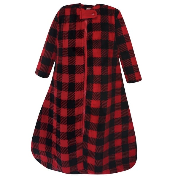 slide 1 of 1, Hudson Baby Infant Plush Sleeping Bag, Sack, Blanket, Buffalo Plaid Long-Sleeve 0-6 Months - Buffalo Plaid Long-Sleeve