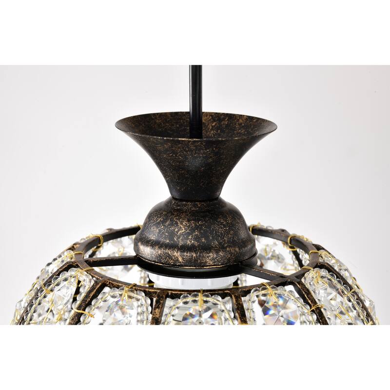 Doree Crystal Adorned Antique Bronze Pendant Lamp - Antique-Bronze