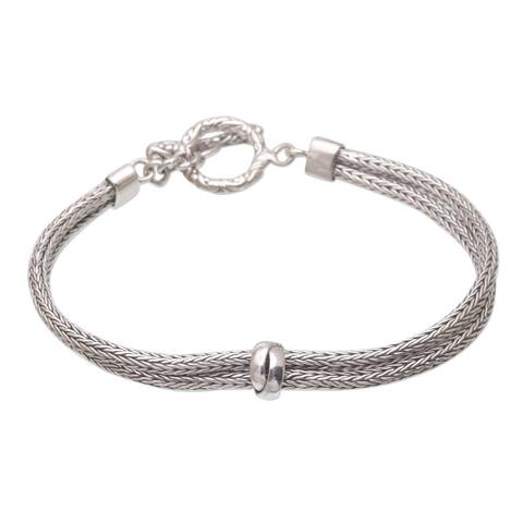 NOVICA Without End, Sterling silver chain bracelet