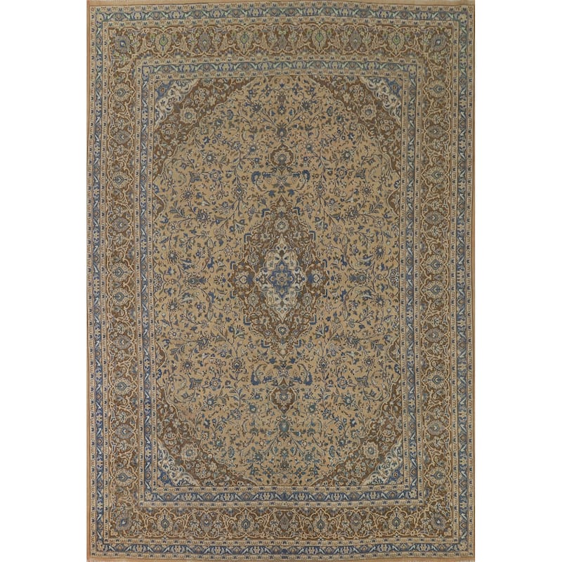 Traditional Mashad Vintage Persian Area Rug Handmade Wool Carpet - 9'7" x 12'5"