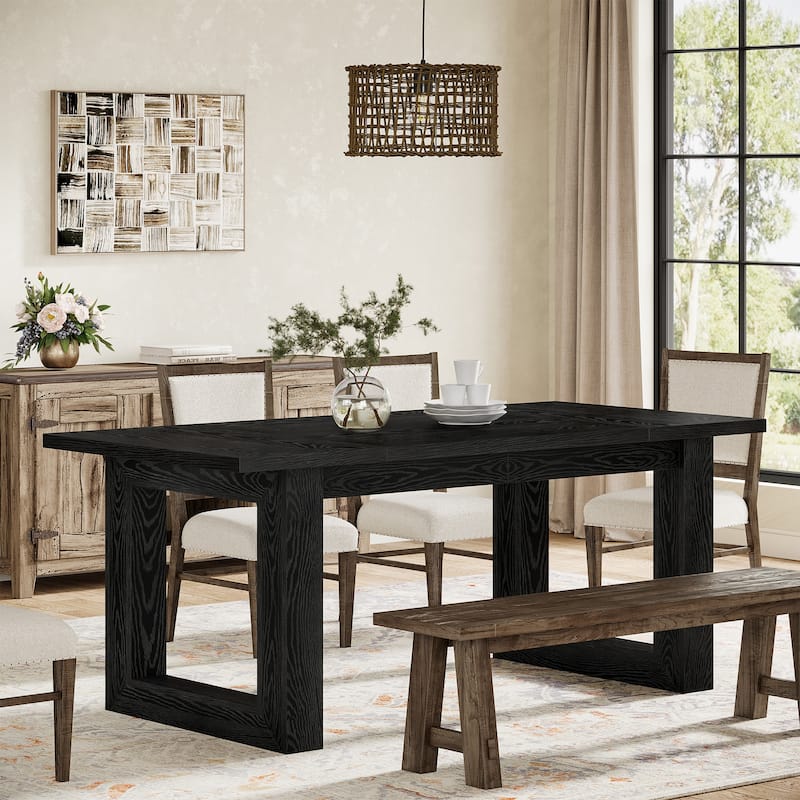 63-Inch Rectangular Wood Farmhouse Kitchen Dining Table for 4-6