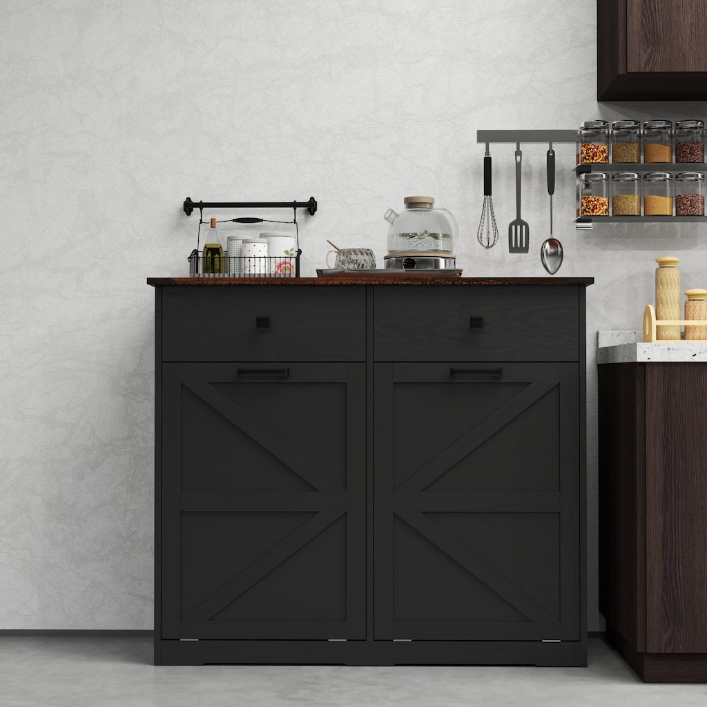 Double Tilt Out Trash Cabinet Black Storage Cabinet Trash Can Cabinet