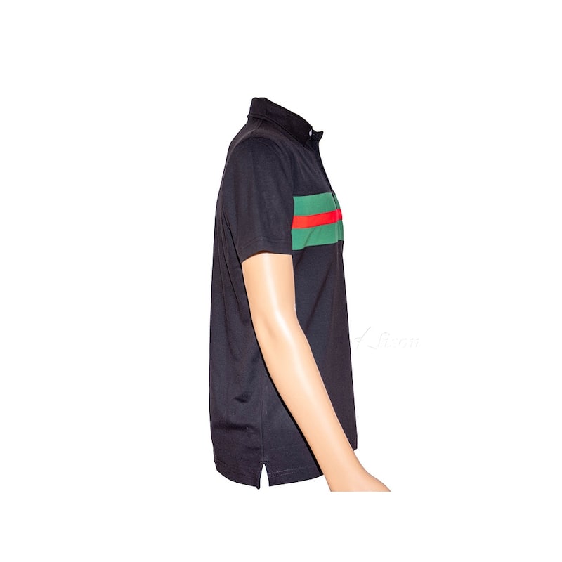 Hemingway Pilar Black w. Green & Red Stripes Regular Fit Polo Shirt by Alison Nautical