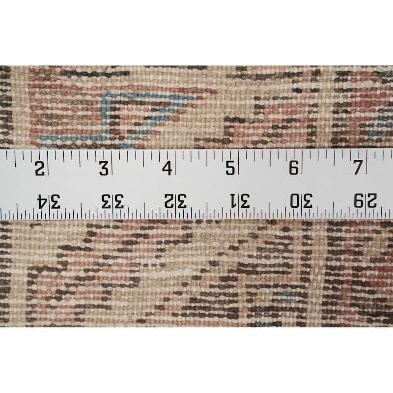 Hand Knotted Oriental 100% Wool Carpet Traditional Geometric Greys & Charcoal Hamedan Runner Rug - 10' 1'' X 3' 5''