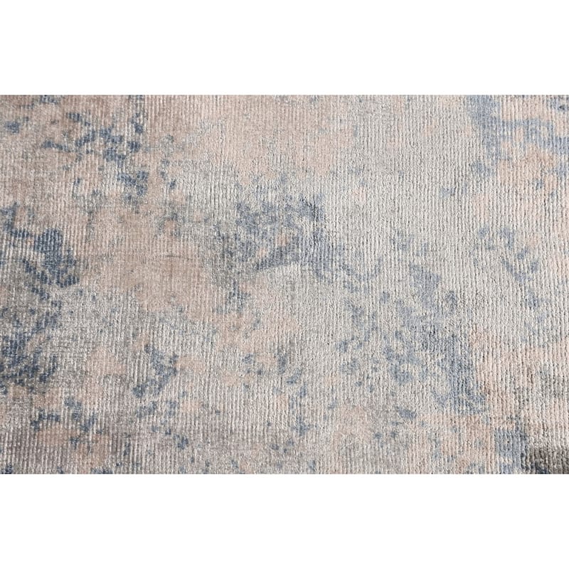 Multi-Color Abstract Area Rug Hand-Knotted Bedroom Wool Carpet - 6'8" X 9'11"