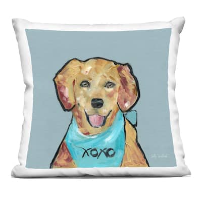 Stupell Dog with XOXO Bandana Decorative Printed Throw Pillow Design by Sally Swatland