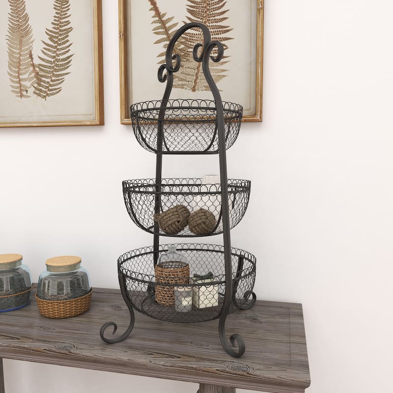 Black Metal Decorative Tiered Server