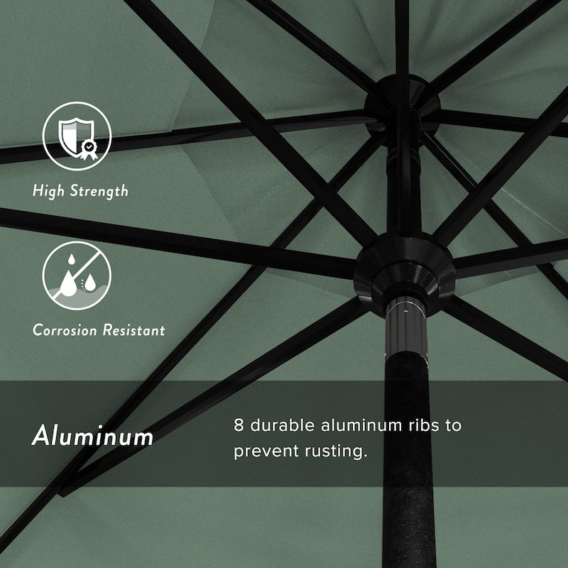 California Umbrella 11' Rd Golden State Series Patio Umbrella Black Aluminum Frame Crank Lift Collar Tilt Pacifica