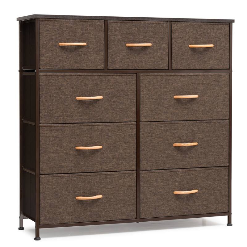 Home Extra Wide Closet Dresser Storage Tower Organizer Unit 9 Drawers
