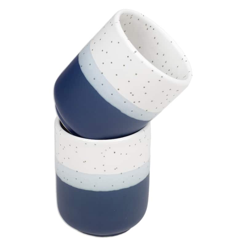 Novica Handmade Snowy Midnight Ceramic Cups (Pair)