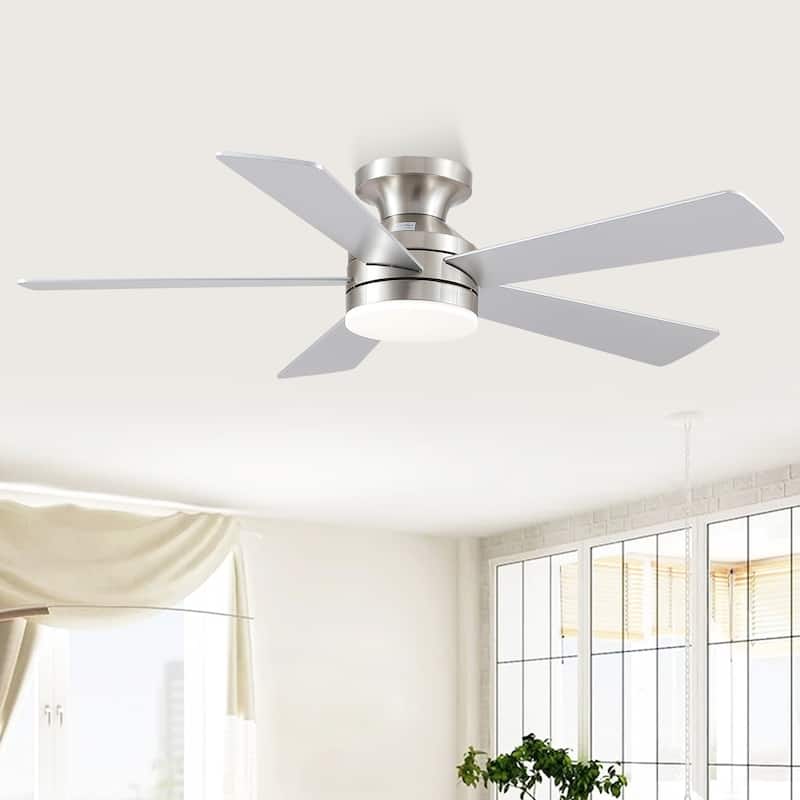 46" Low Profile Ceiling Fan with Light and Remote 3 Color Temperature Dimmiable LED,Powerful Air - 46 Inches - Nickle
