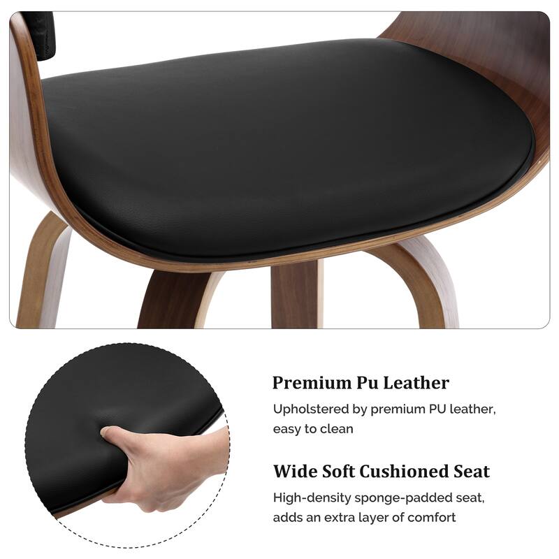 26"/29" Faux Leather Swivel Bar Stools, Wood Counter Stool