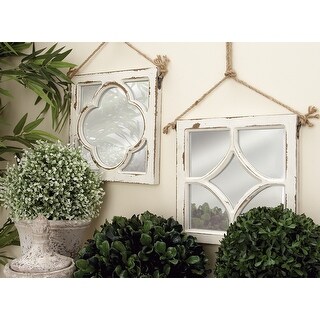 White Fir Vintage Wall Mirror (Set of 4) - Brown