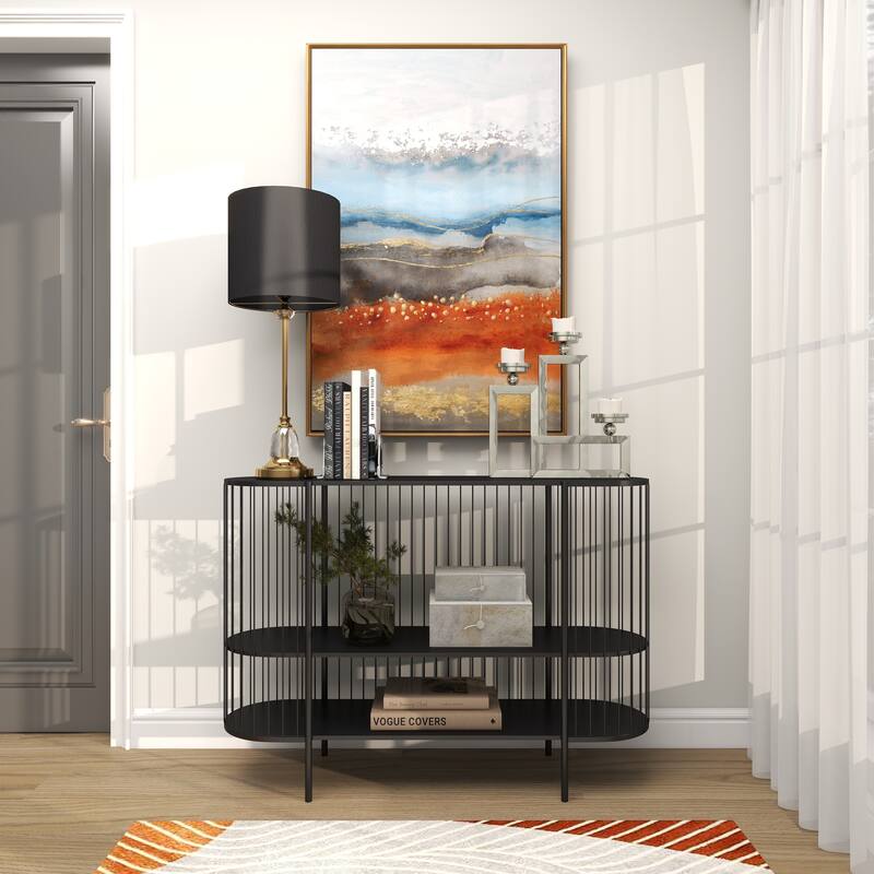 Silver Stainless Steel Metal Open Frame Geometric Candelabra with Overlapping Rectangles