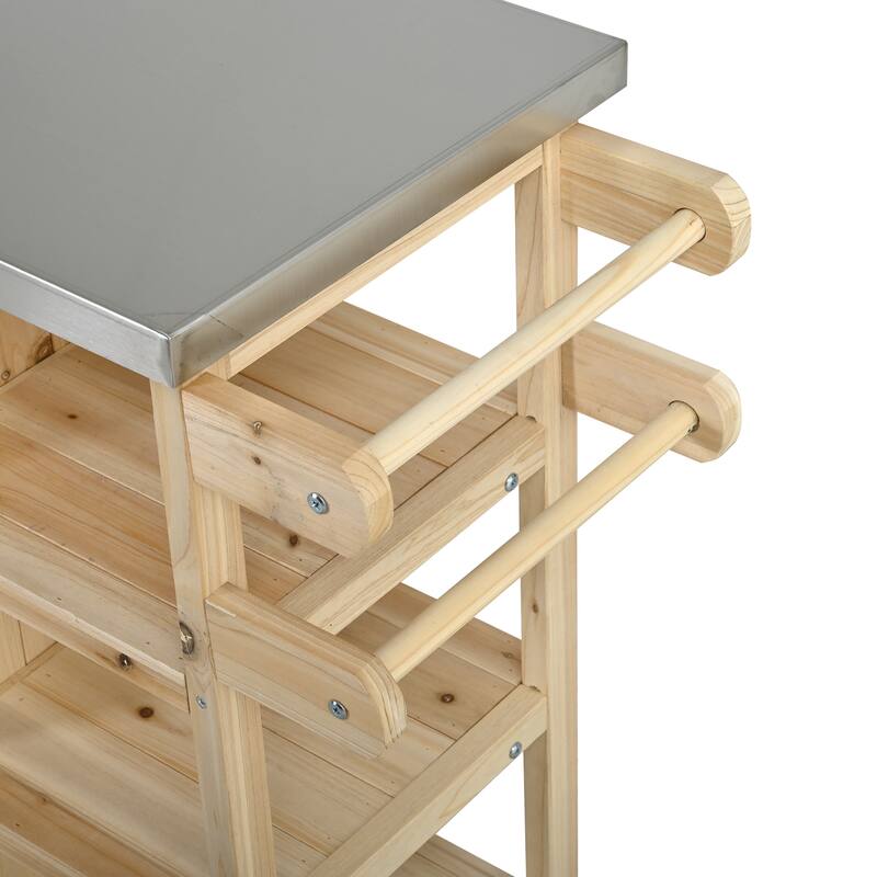 Foldable Outdoor Kitchen Island Cart with Lockable Wheels and Storage Cabinet