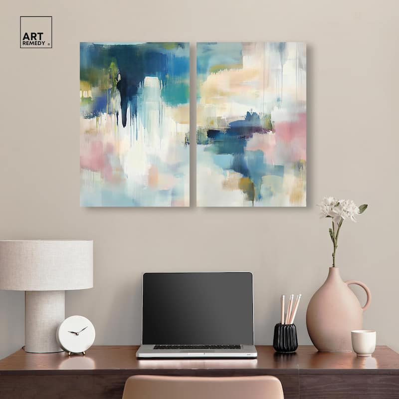 Pale Periwinkle II Canvas Set of 2 by Art Remedy, Gallery Wrapped