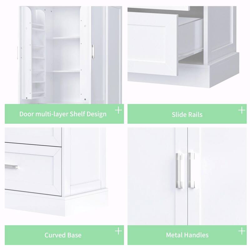 64'' Tall Bathroom Storage Cabinet with Two Doors, Drawers