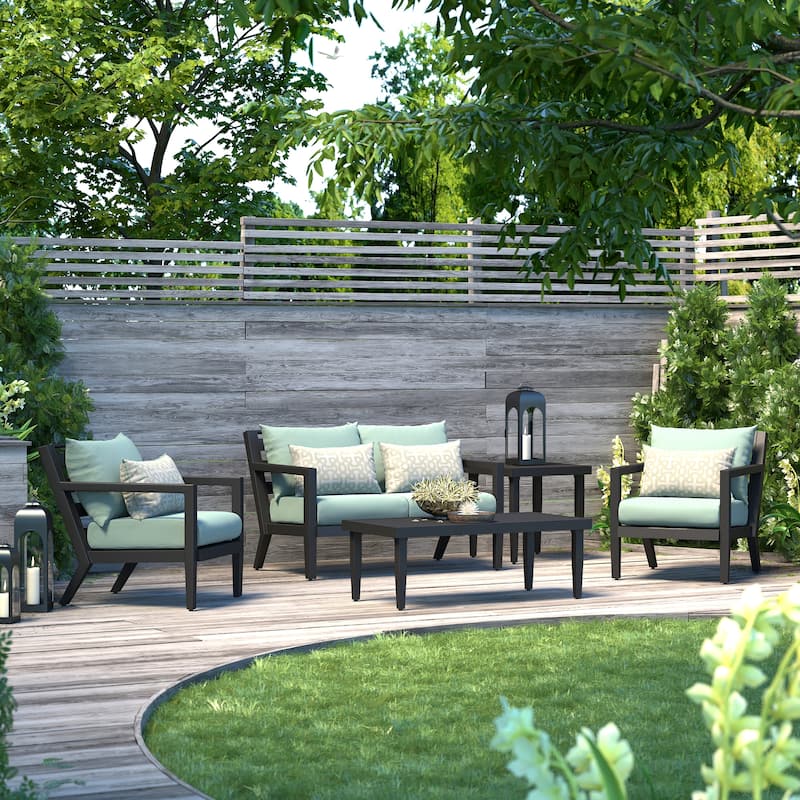 Thelix 5 Piece Sunbrella Outdoor Patio Seating Set
