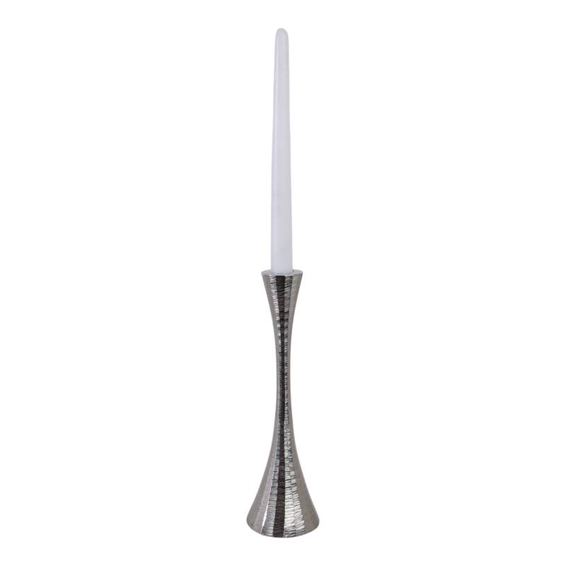 Glam Metal and Wood Taper Candle Holder Sculptural Silhouette MDF Base