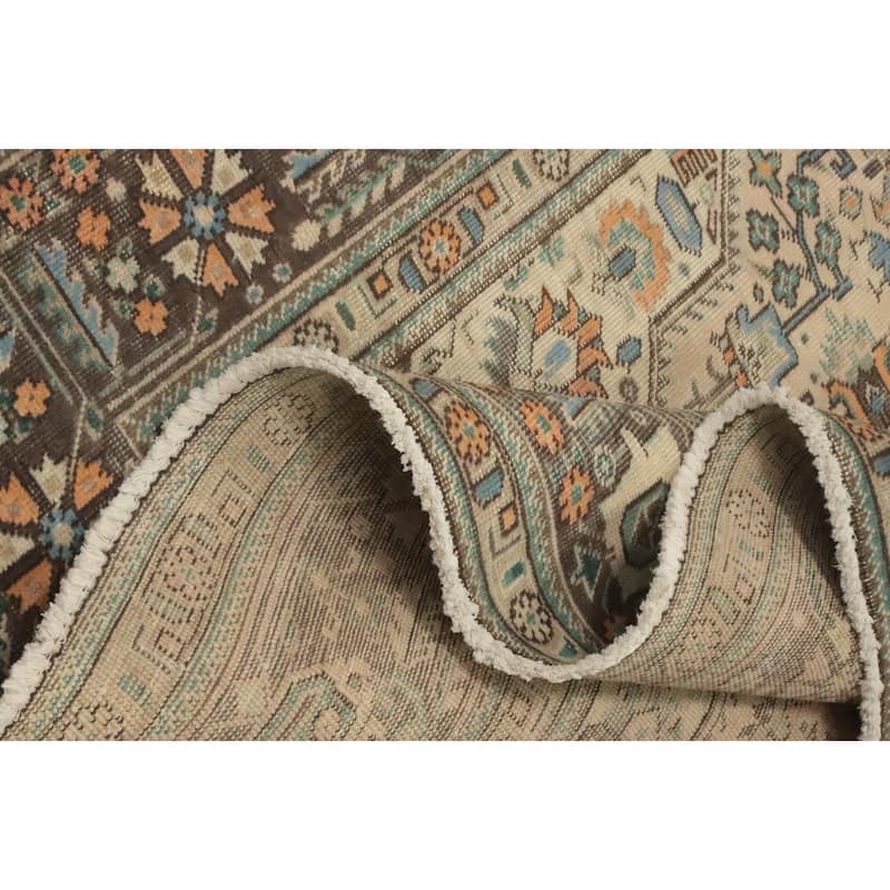 Hand Knotted Oriental 100% Wool Carpet Traditional Floral Beige & Ivories Tabriz Area Rug - 9' 3'' X 6' 4''