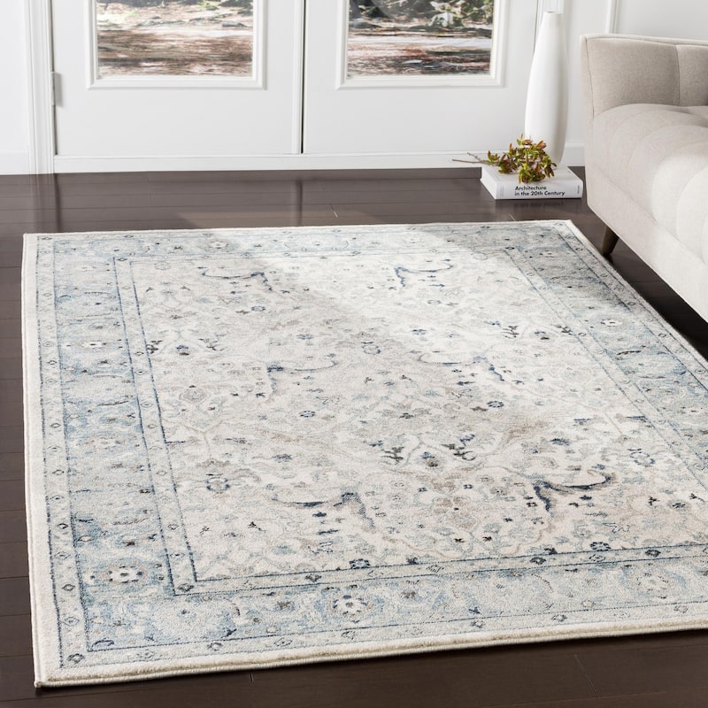 Livabliss Mesopotamia Teal & Grey Updated Traditional Area Rug - Teal - 2' 7" x 4' 11"