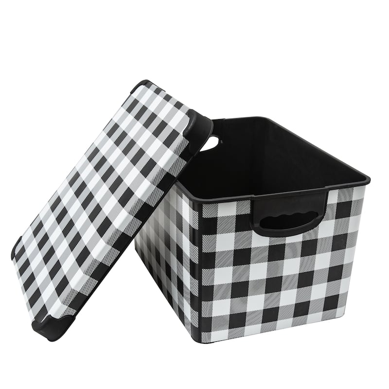 Simplify Checkered Storage Tote Bin
