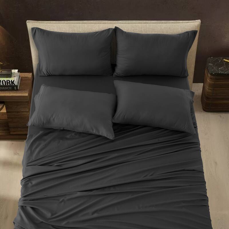 6 Piece Bed Sheet Set Deep Pocket Ultra Soft Microfiber Bedding Sheets