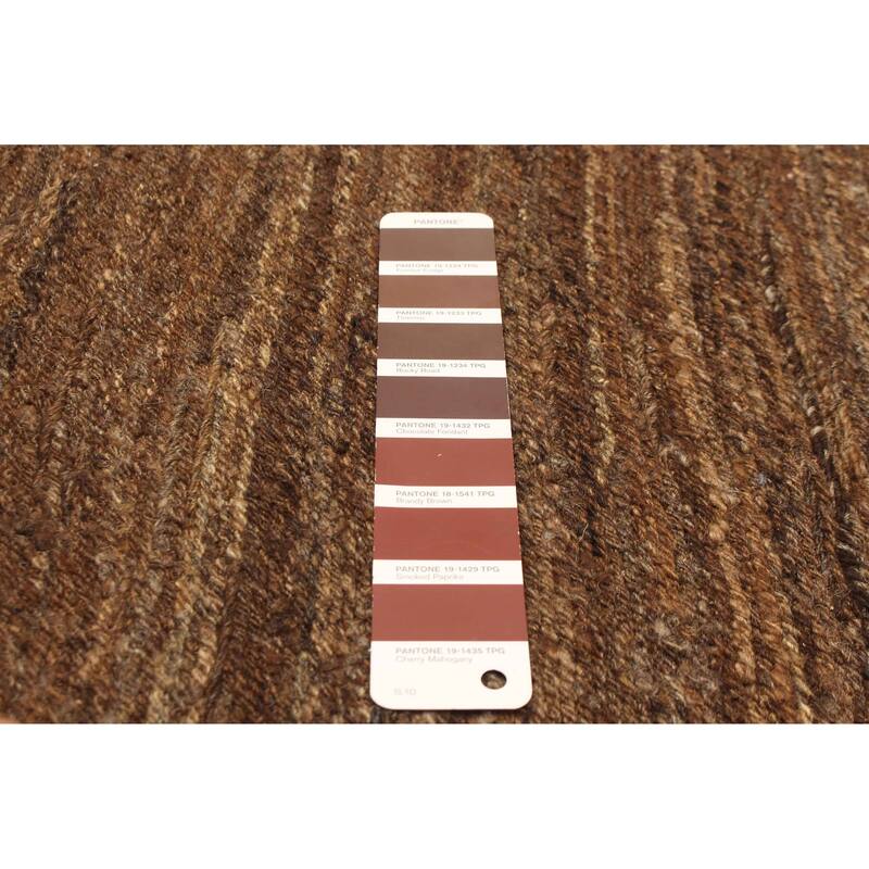 ECARPETGALLERY Flat-Weave Natural Brown Wool Tapestry Kilim - 5'0 x 6'8