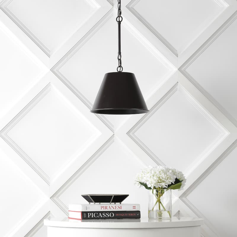 Henry 12" 1-Light Industrial Farmhouse Iron LED Pendant, Oil Rubbed Bronze by JONATHAN Y