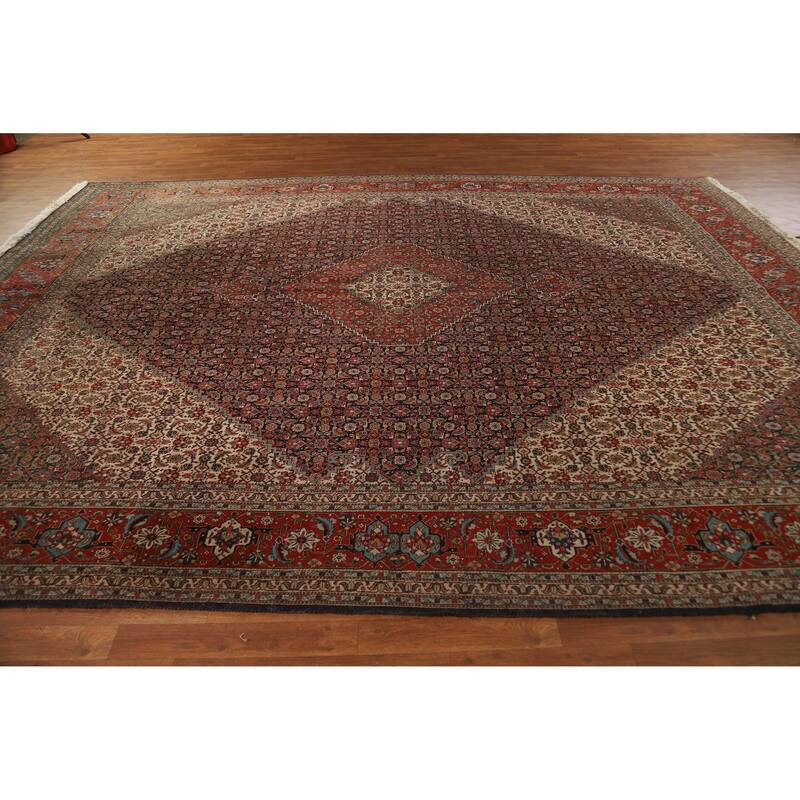 Vegetable Dye Tabriz Persian Vintage Rug Handmade Wool Carpet - 9'11" x 13'1"