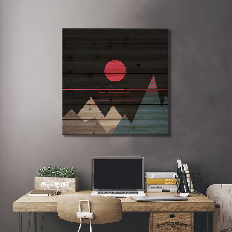 Minimal Sunset X Print On Wood by Viviana Gonzalez - Multi-Color