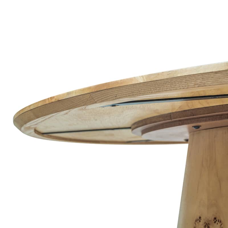 Gianna Transitional Burl Wood Round Dining Table by Sevita, 60" D x 60" W x 30" H - 60"D x 60"W x 30"H