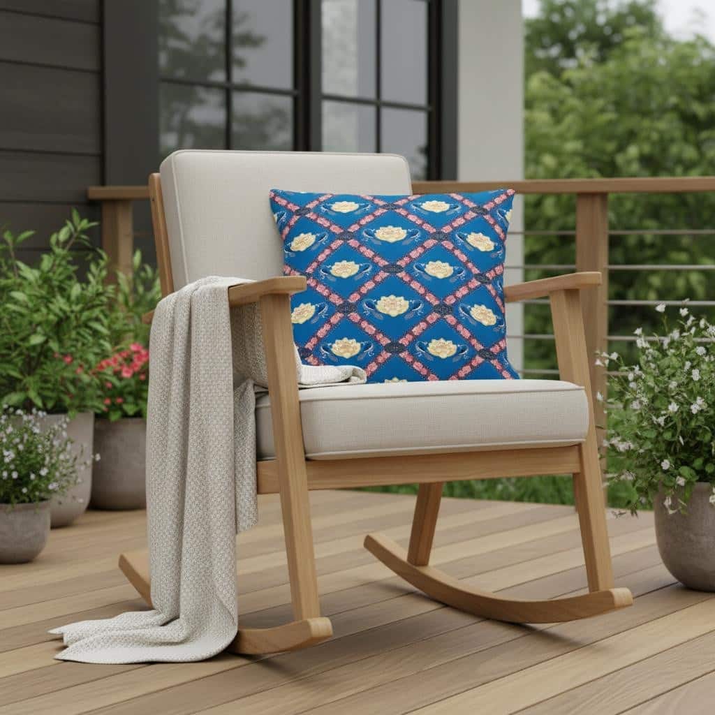 HomeRoots Set of Two 16" X 16" Blue and Pink Peacock Blown Seam Floral Indoor Outdoor Throw Pillow - 16.00' X '16.00' X '5.00