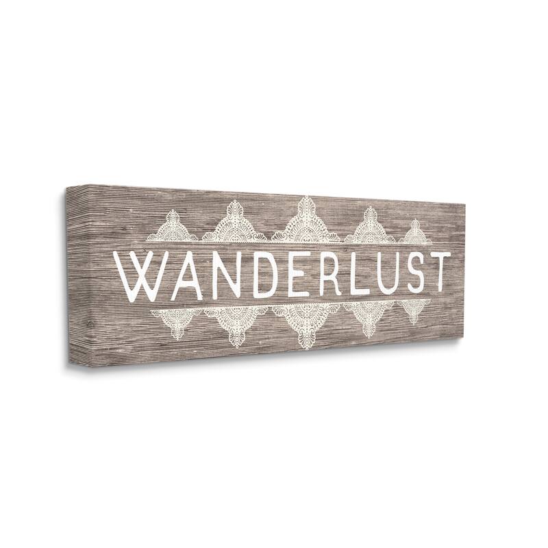 Stupell Rustic Wanderlust Phrase with Paisley Country Pattern Canvas Wall Art