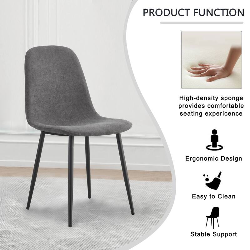 Comfortable Linen-Cotton Dining Chair Set - Six Pieces - Black,Dark Grey