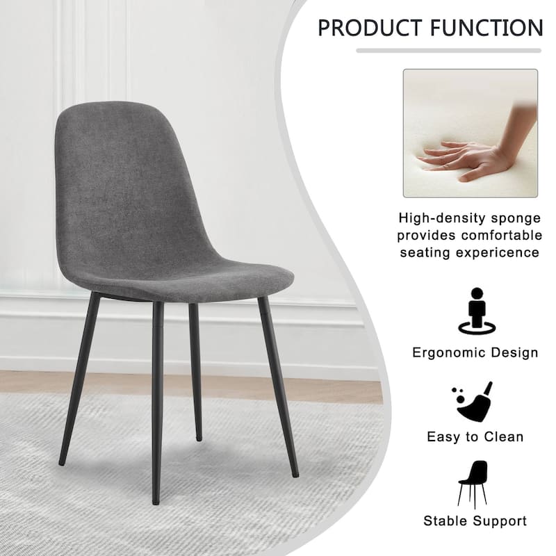 Linen Dining Chair Set of 4, Dining Room Kitchen Upholstered Side Chairs, Visitor Chair, Accent Chair with Metal Legs