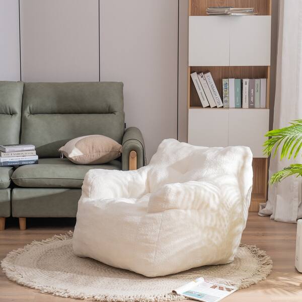 Soft Tufted Foam Bean Bag Chair With Teddy Fabric Bed Bath