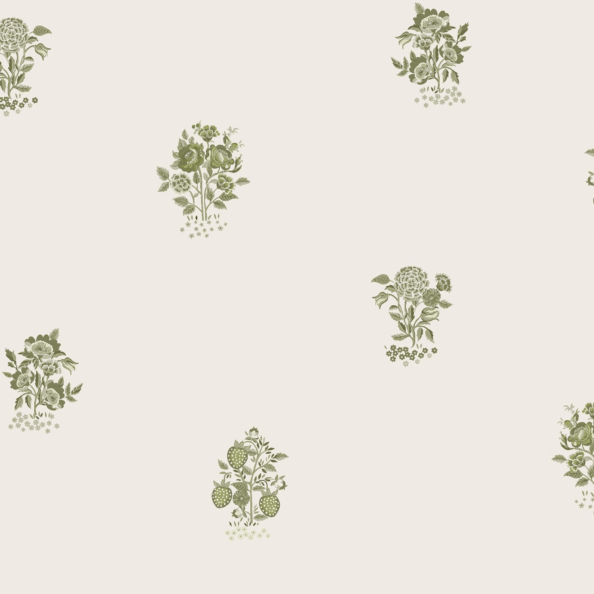 Cath Kidston Kingdom Posey Sage Wallpaper - N/A