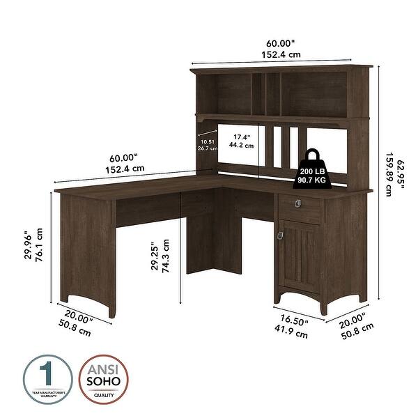 Salinas Lshaped Desk with Hutch by Bush Furniture On Sale Bed Bath