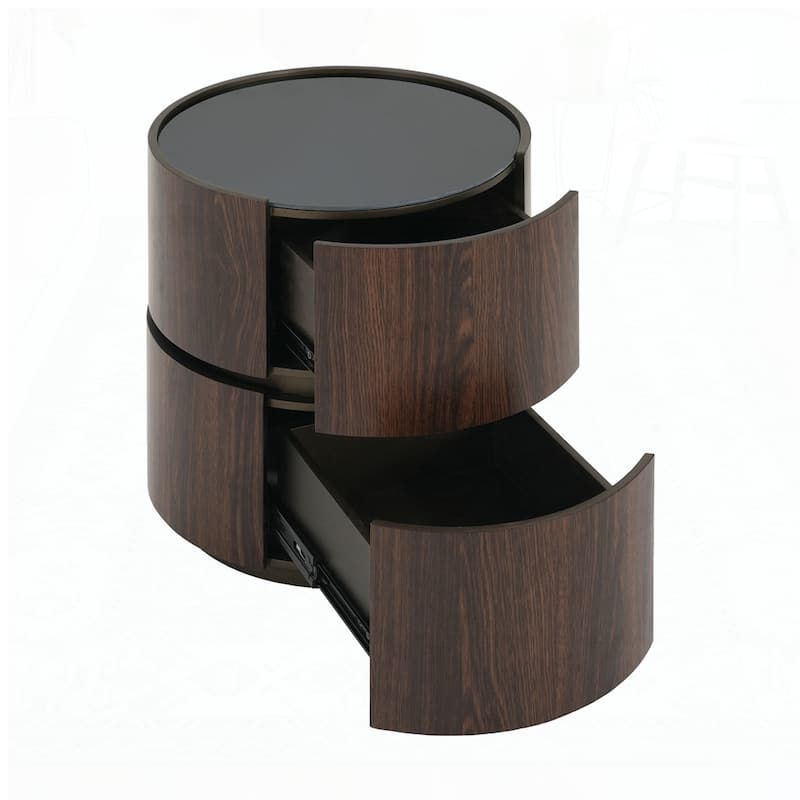 Round Storage 2-Drawers NightStand