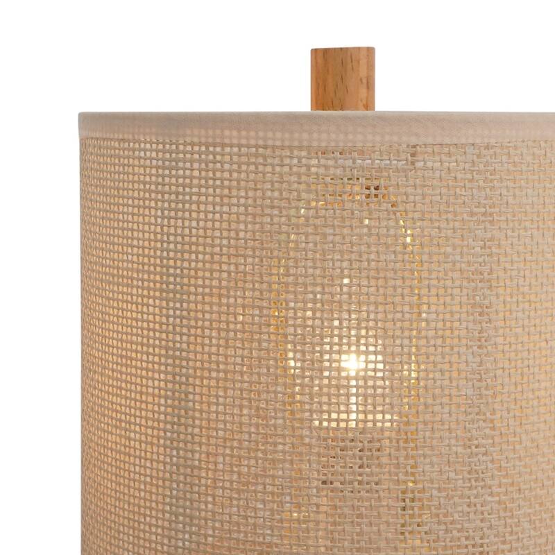 Lily Natural Woven Table Lamp with Wooden Base