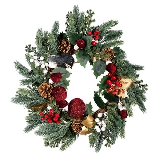 Artificial Woodland Wreath with Pine Cones and Berries - 20" - Bed Bath ...