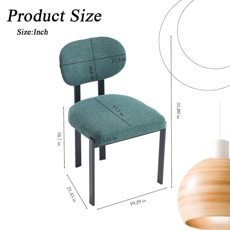 2Pcs Modern Dining Room Chairs Mid-Century Upholstered with Metal Legs